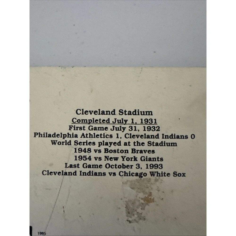 Cats Meow Cleveland Indians Municipal Stadium Wood Signed Shelf Sitter 1994